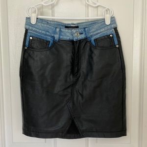 Guess faux leather/jean skirt